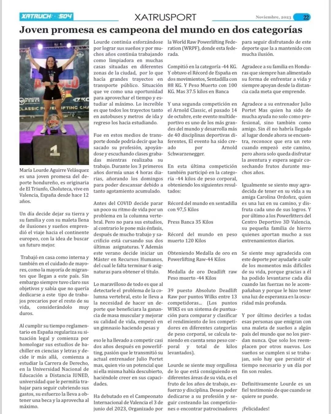 Reportaje periódico Xatruch sobre mis competiciones.